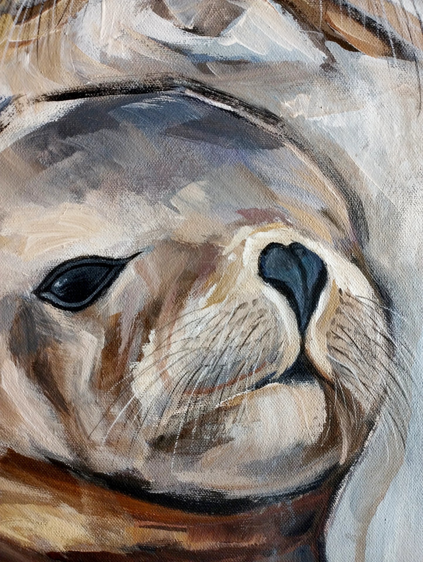 H1Z ART Acrylbild Gemälde Seehund und Kind – handgemaltes Original Acrylbild (40 x 50 cm)