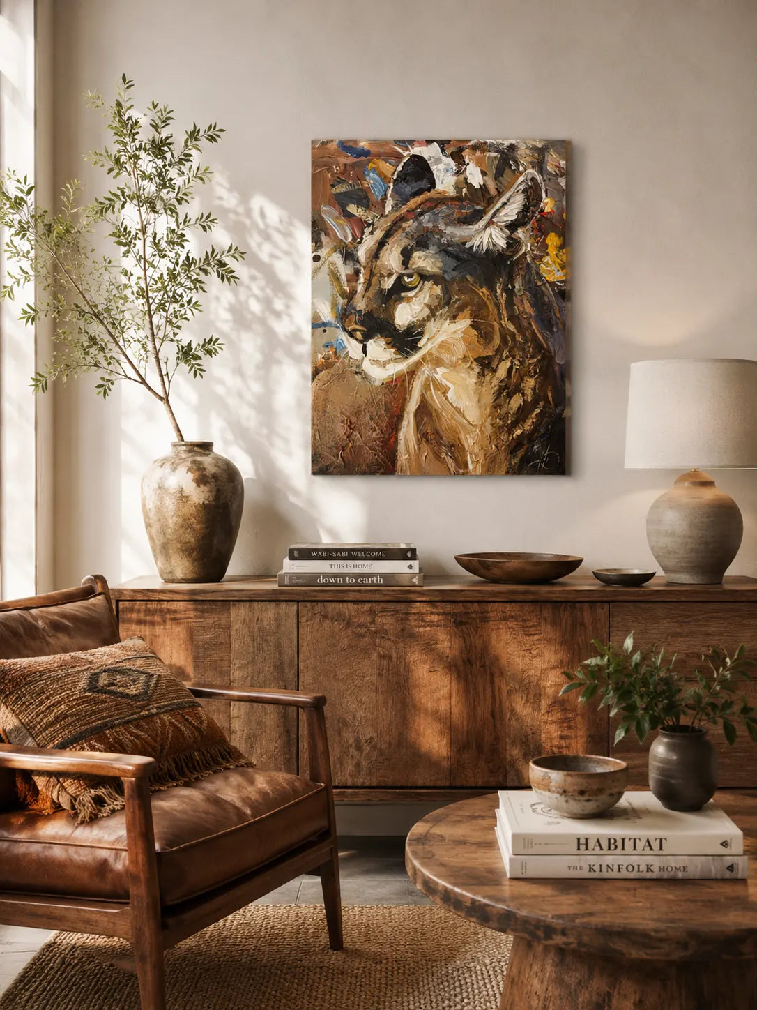 Puma Tierportrait – handgemaltes Acrylgemälde, originale Tierbilder Kunst kaufen