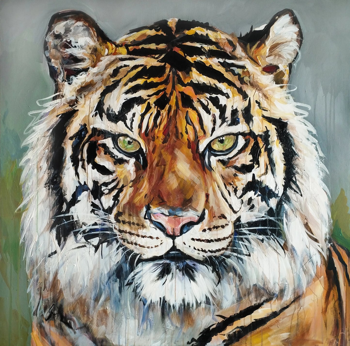 Gemälde Tiger – handgemaltes Original Acrylbild (120 x 120 cm)