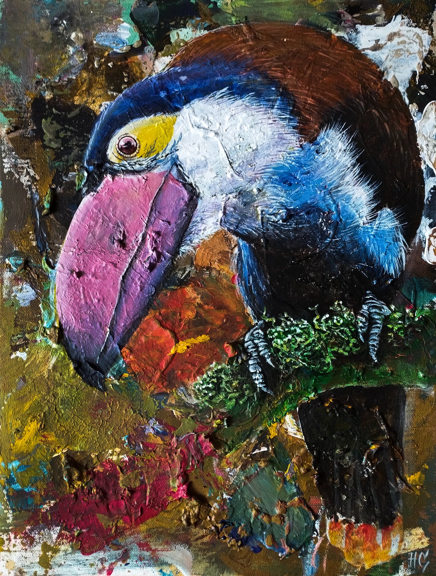 Gemälde Tukan – handgemaltes Original Acrylbild (30 x 40 cm)