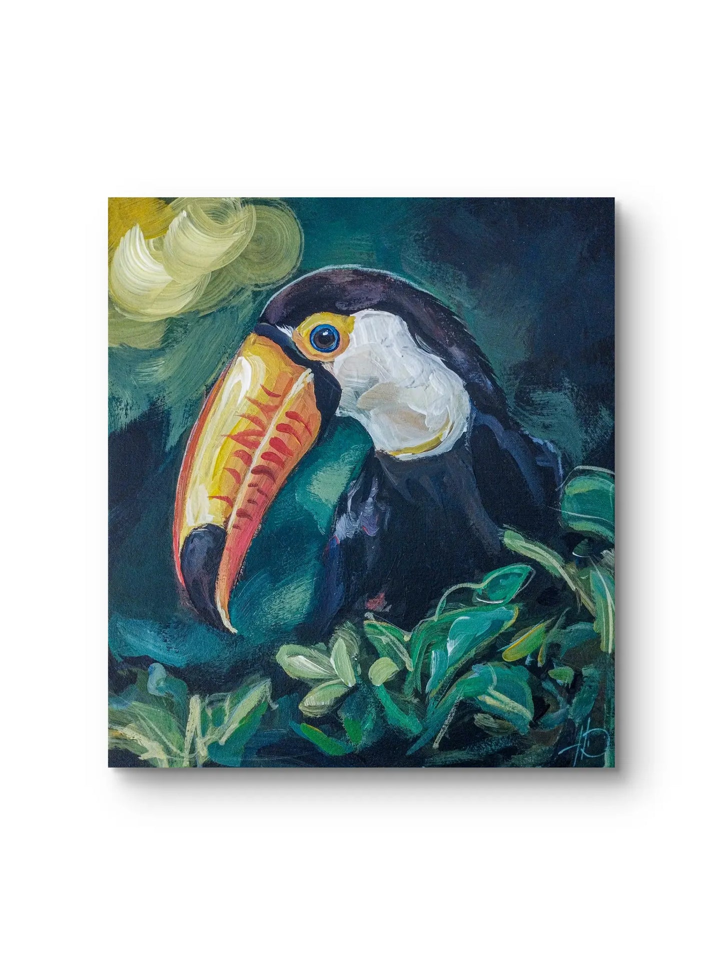 Tukan Gemälde auf Leinwand – handgemalt, zeitgenössische Tierkunst original