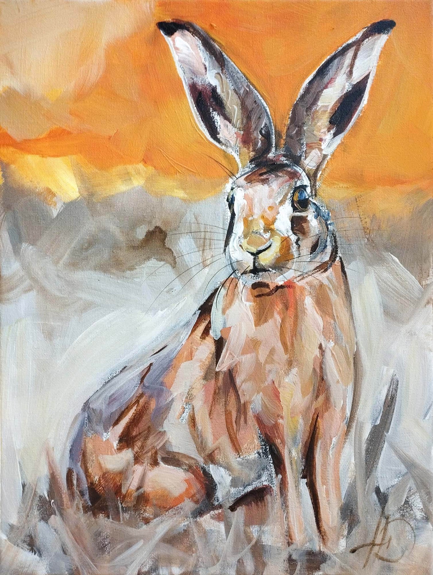 H1Z ART Acrylbild Gemälde Feldhase – handgemaltes Original Acrylbild (30 x 40 cm)