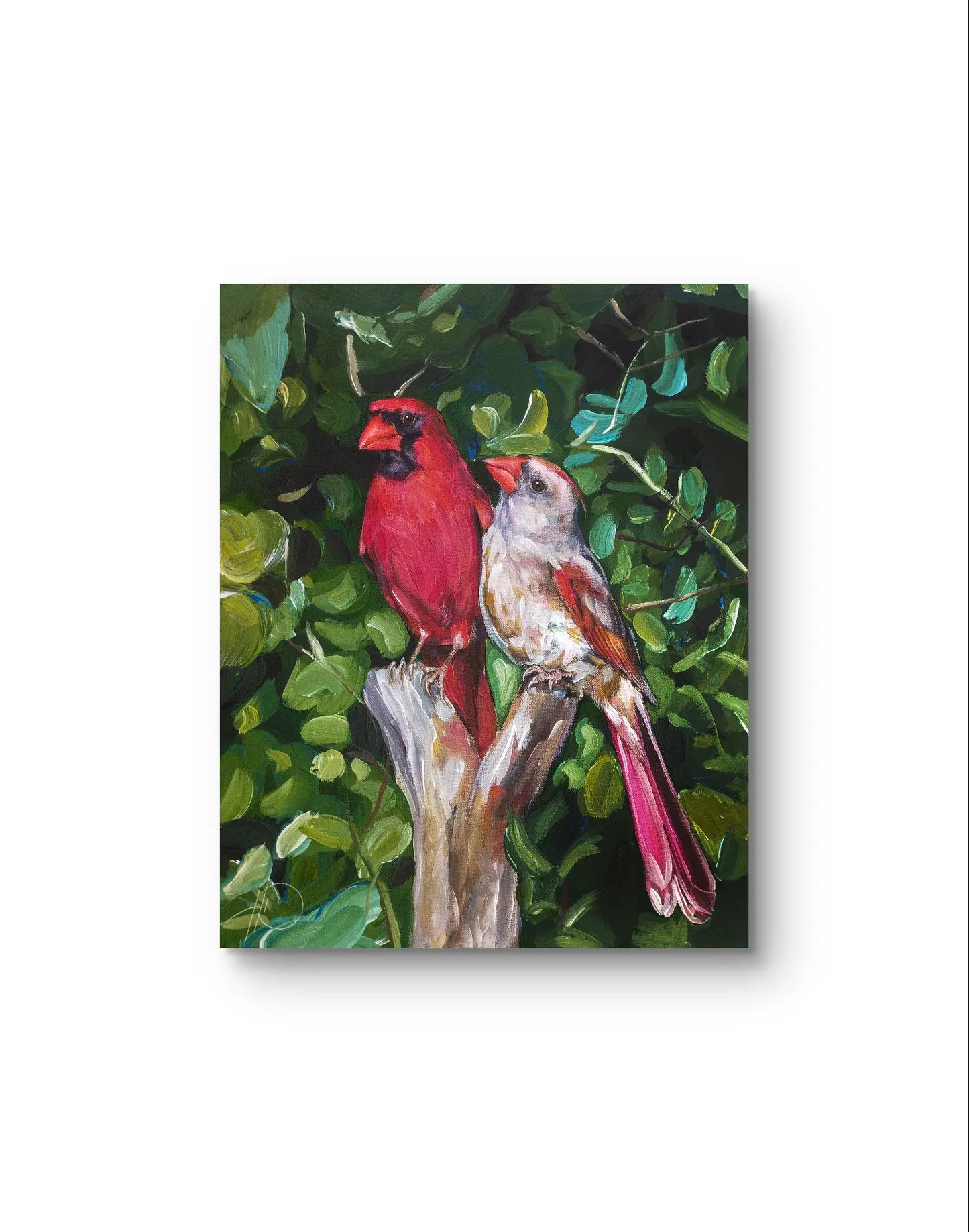 Painting Cardinal Couple – hand-painted original acrylic painting (40 x 50 cm)