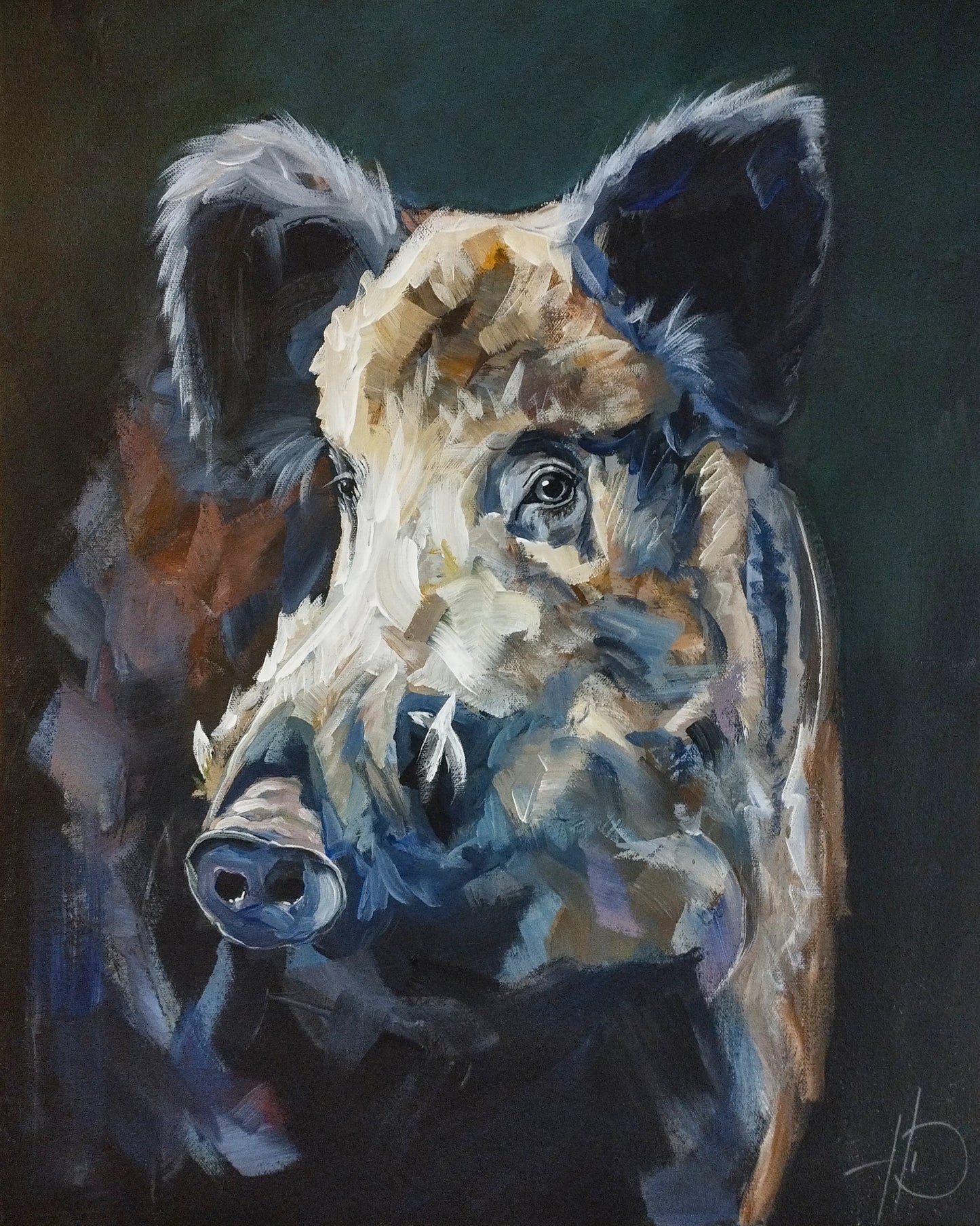 H1Z ART Acrylbild Gemälde Der Wildschweinblick – handgemaltes Original Acrylbild (40 x 50 cm)