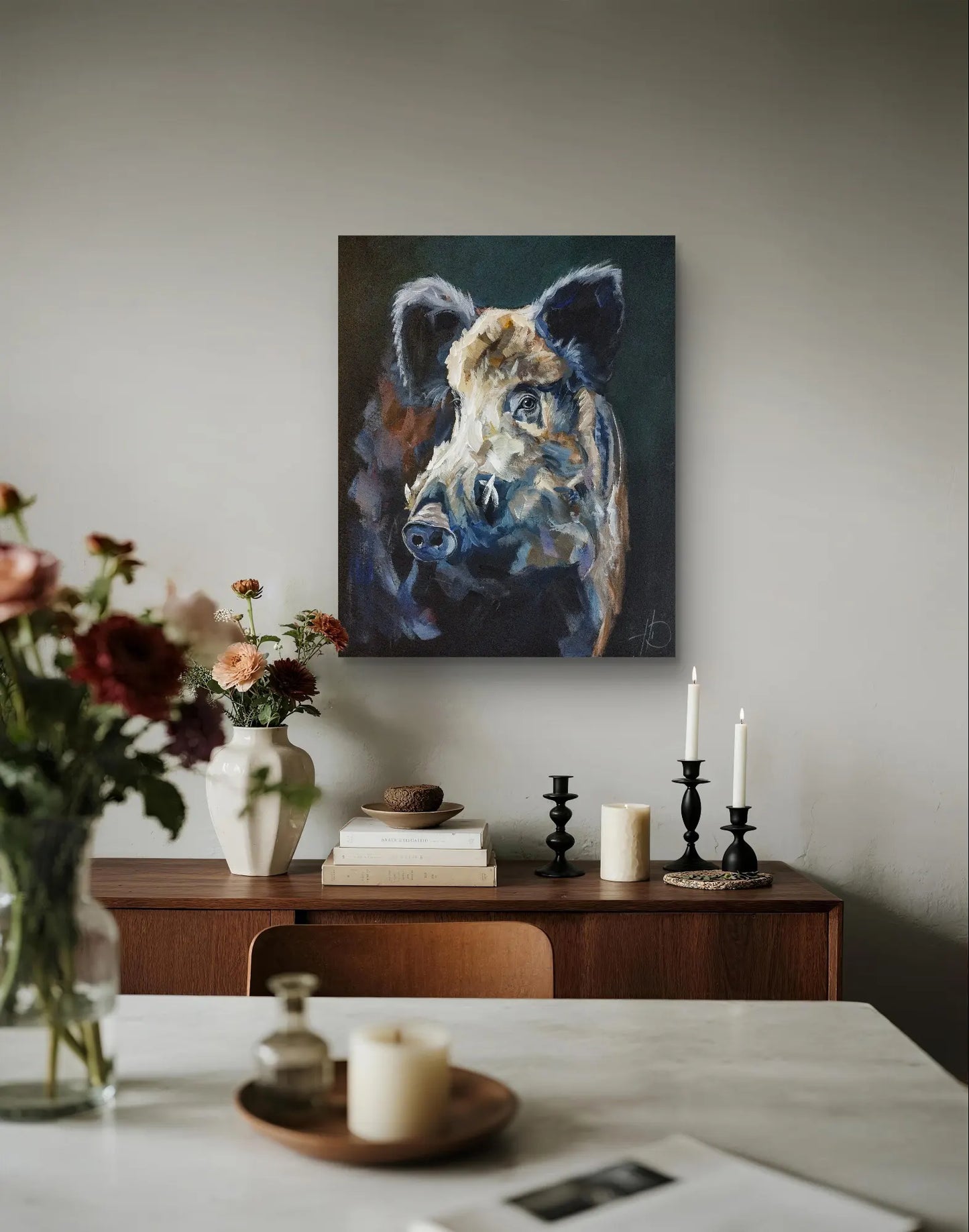 H1Z ART Acrylbild Gemälde Der Wildschweinblick – handgemaltes Original Acrylbild (40 x 50 cm)