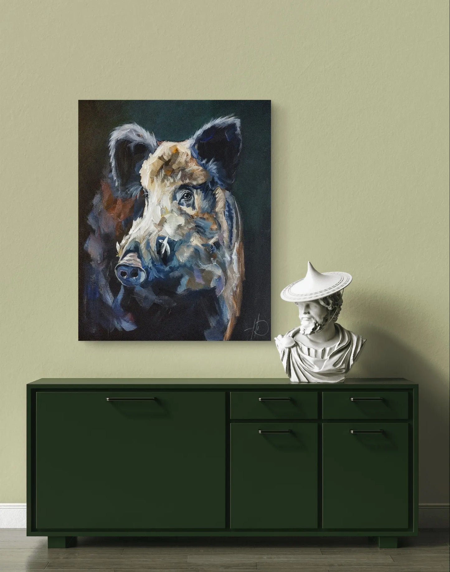 H1Z ART Acrylbild Gemälde Der Wildschweinblick – handgemaltes Original Acrylbild (40 x 50 cm)