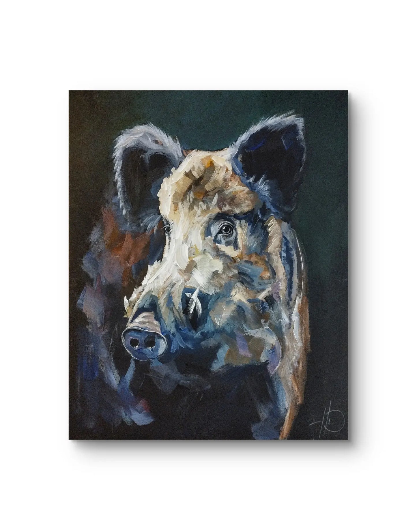 H1Z ART Acrylbild Gemälde Der Wildschweinblick – handgemaltes Original Acrylbild (40 x 50 cm)