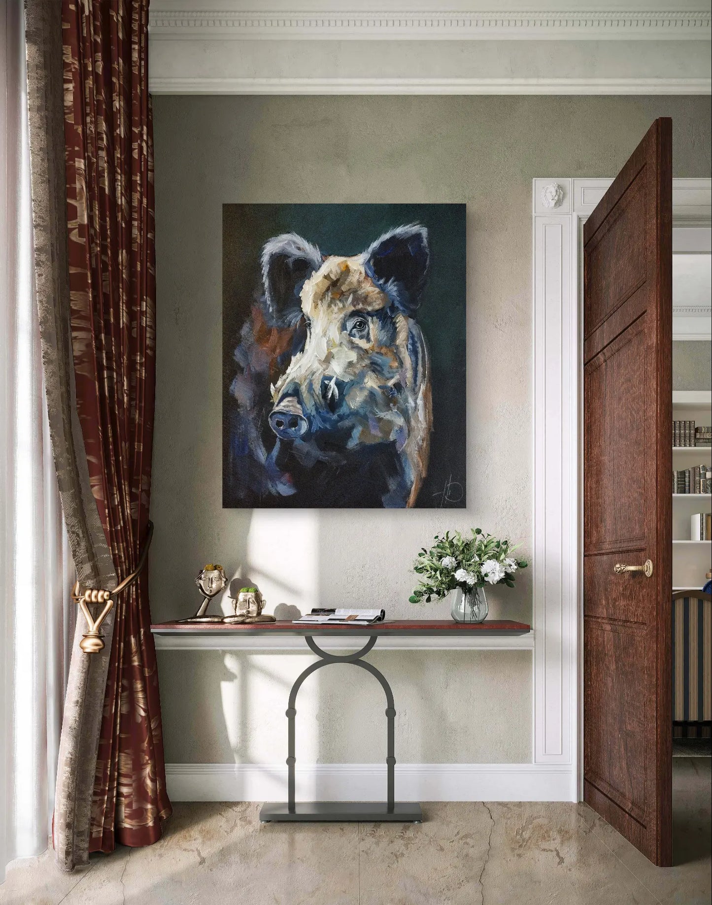 H1Z ART Acrylbild Gemälde Der Wildschweinblick – handgemaltes Original Acrylbild (40 x 50 cm)
