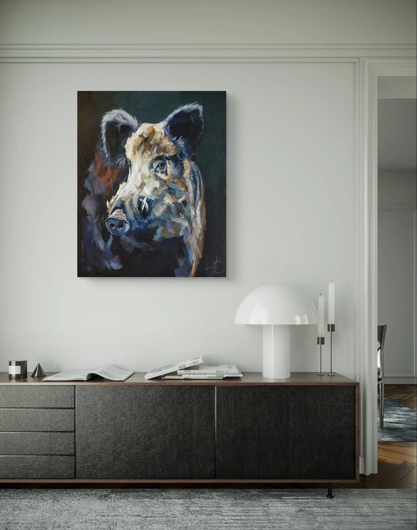 H1Z ART Acrylbild Gemälde Der Wildschweinblick – handgemaltes Original Acrylbild (40 x 50 cm)