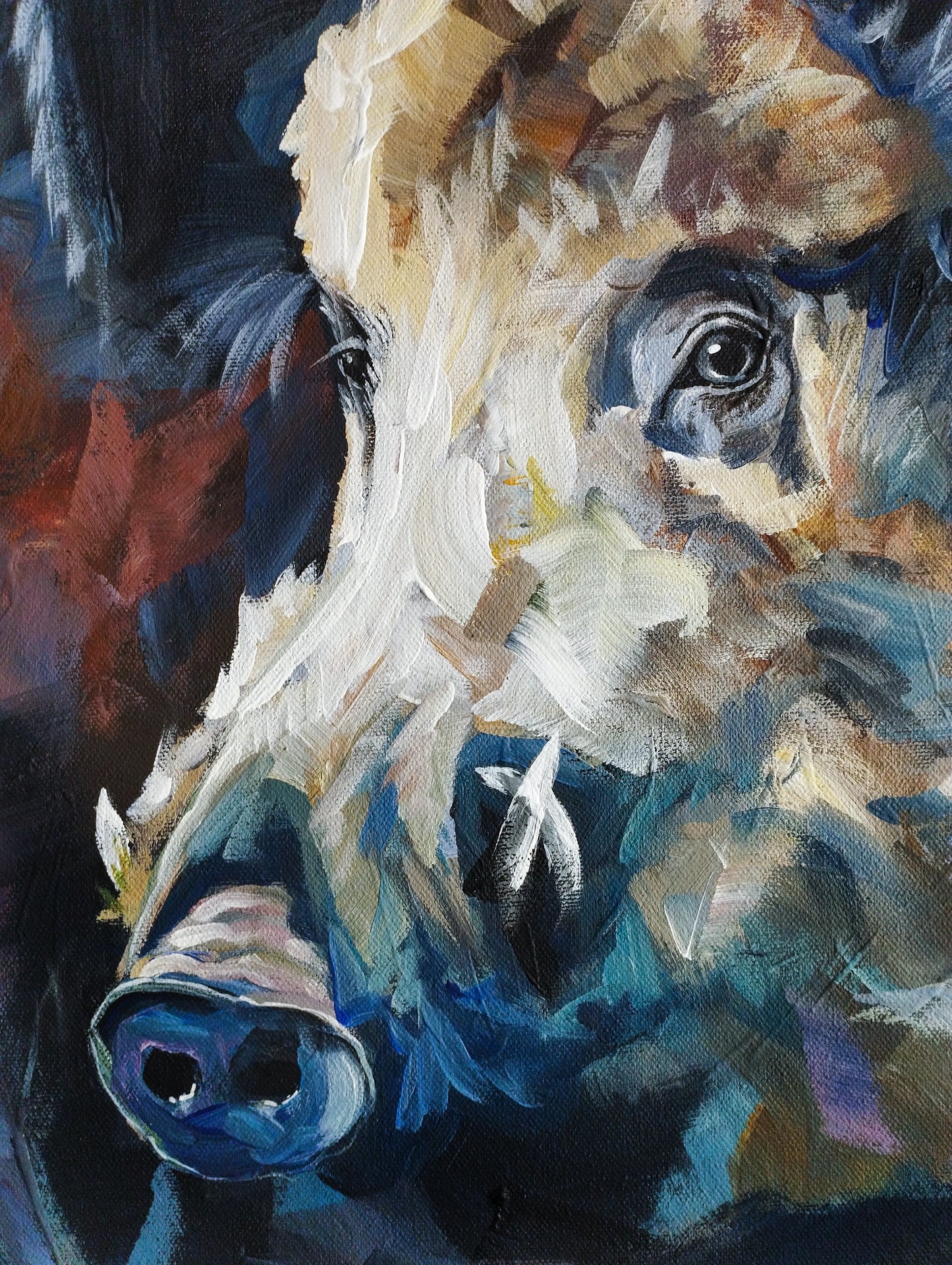 H1Z ART Acrylbild Gemälde Der Wildschweinblick – handgemaltes Original Acrylbild (40 x 50 cm)