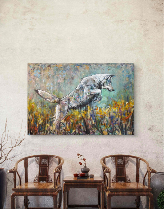 Heinz Acrylbild Gemälde Louis Vuitton Wolf – handgemaltes Original Acrylbild (60 x 60 cm)