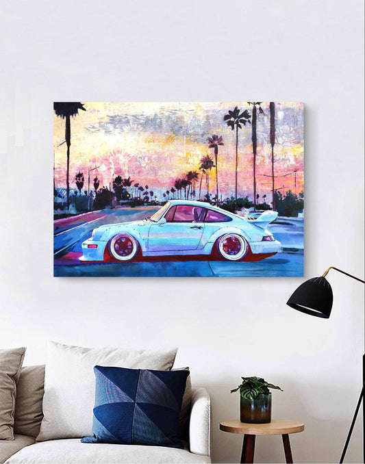H1Z ART Acrylbild Gemälde Porsche – handgemaltes Original Acrylbild (100 x 70 cm)