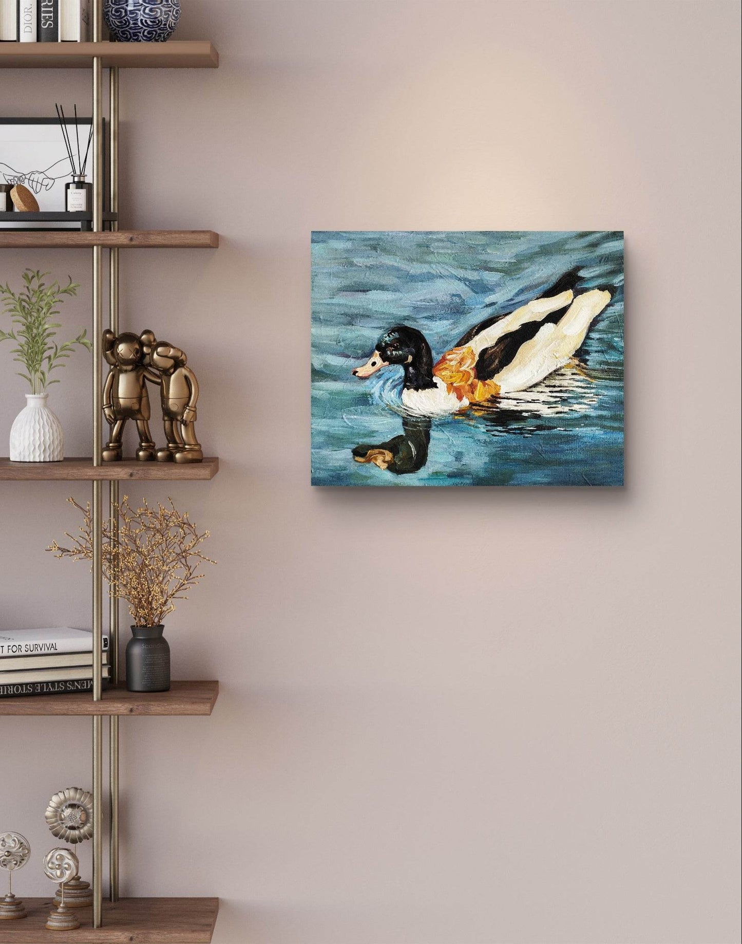 H1Z ART Acrylbild Gemälde Feuerente – handgemaltes Original Acrylbild (40 x 50 cm)