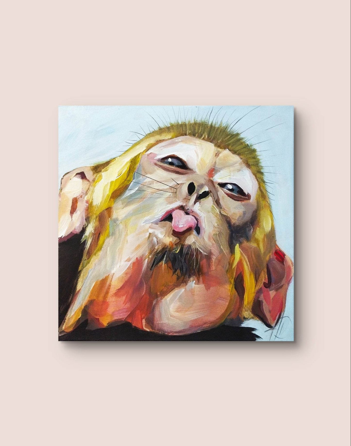 H1Z ART Acrylbild Gemälde lustiger Affe – handgemaltes Original Acrylbild (30 x 30 cm)