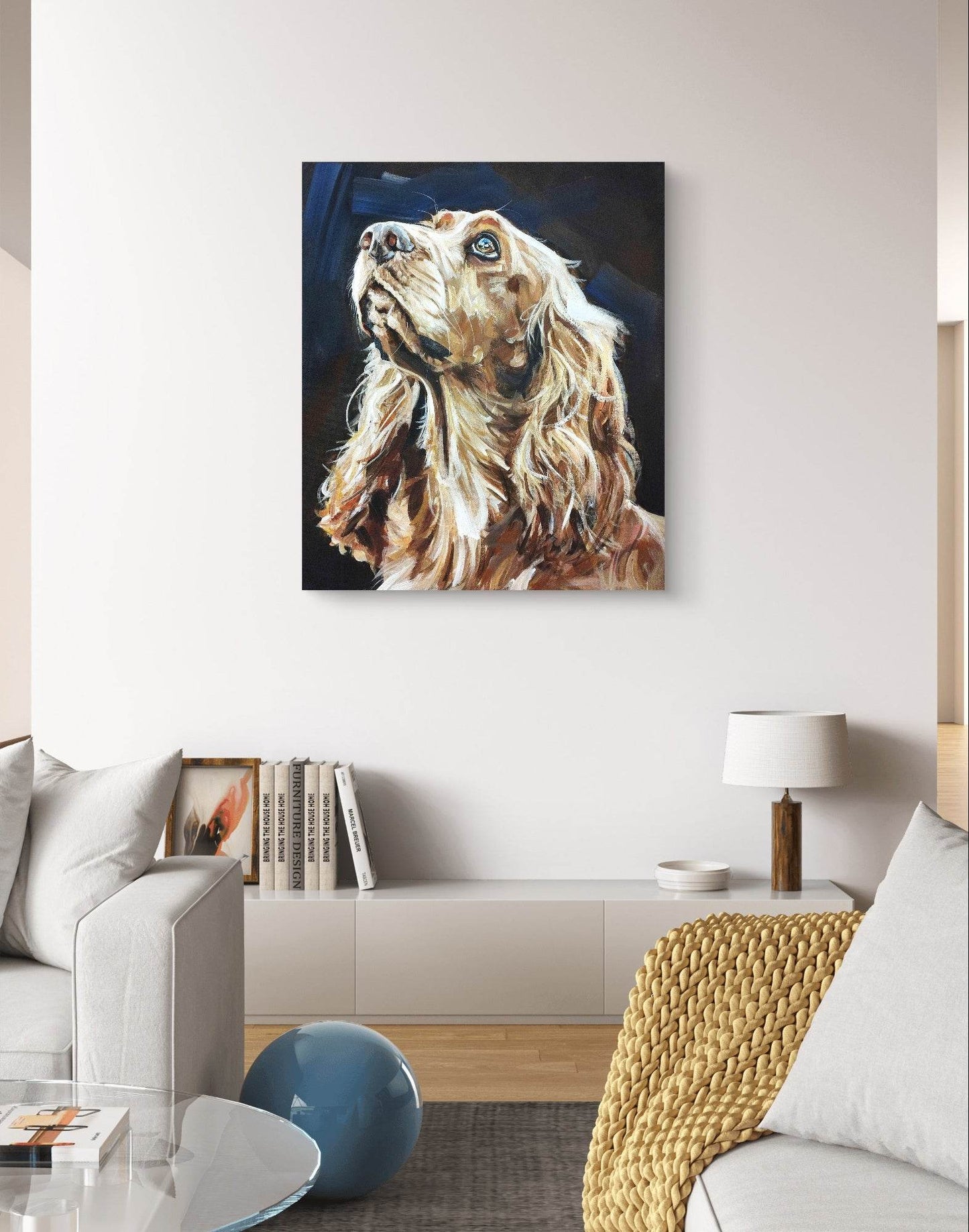 H1Z ART Acrylbild Gemälde Cocker Spaniel – handgemaltes Original Acrylbild (50 x 60 cm)