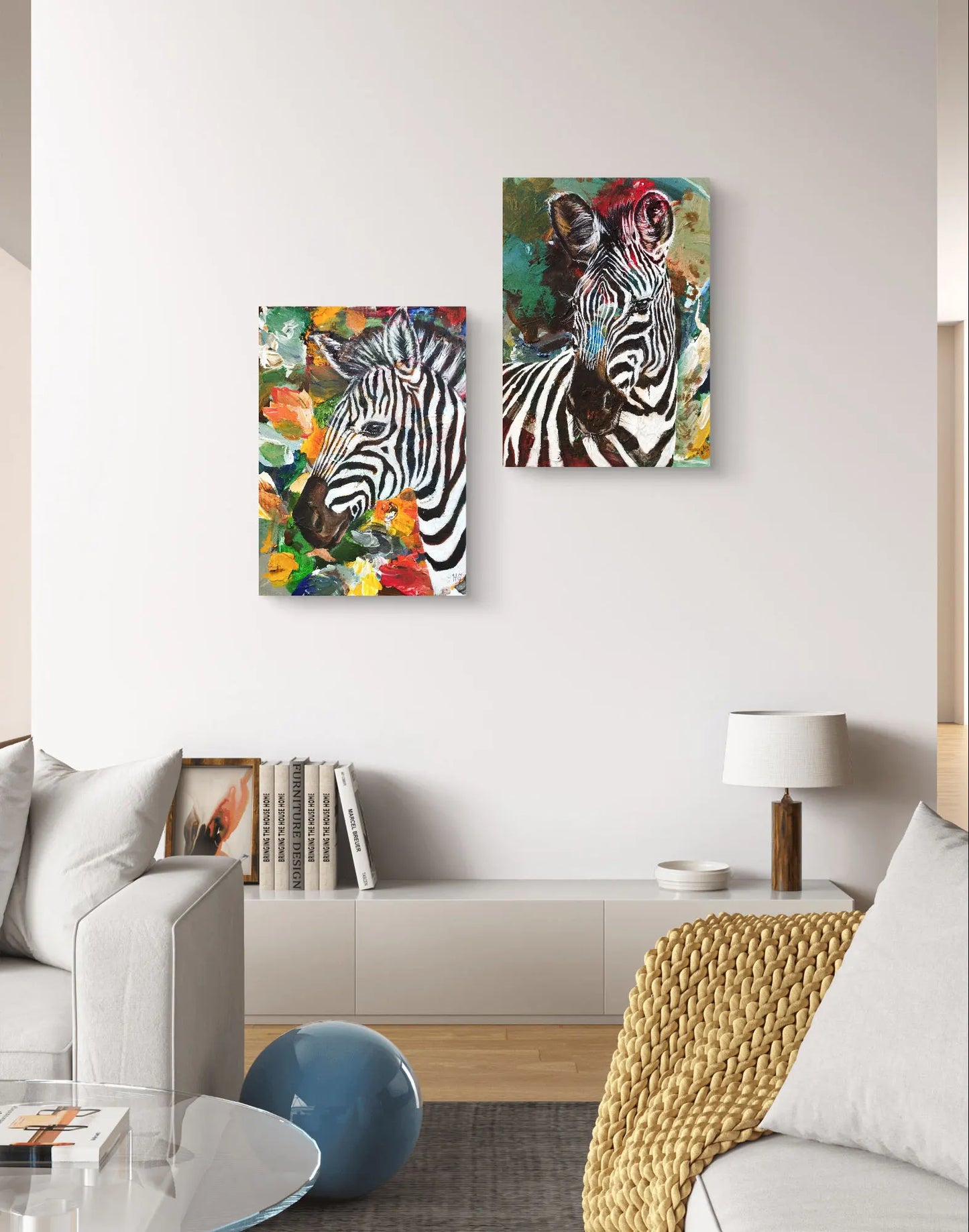 Gemälde Zebra auf der Savanne – handgemaltes Original Acrylbild (30 x 40 cm)