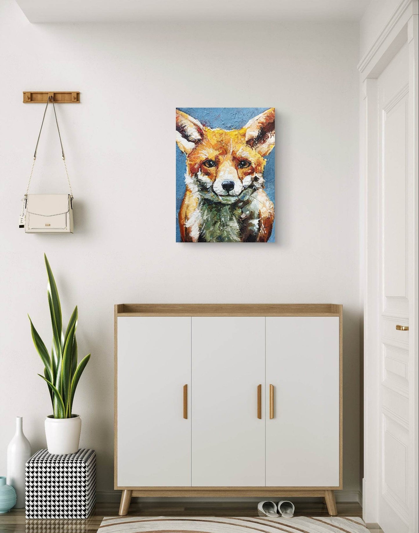H1Z ART Acrylbild Gemälde Träumender Fuchs – handgemaltes Original Acrylbild (30 x 40 cm)