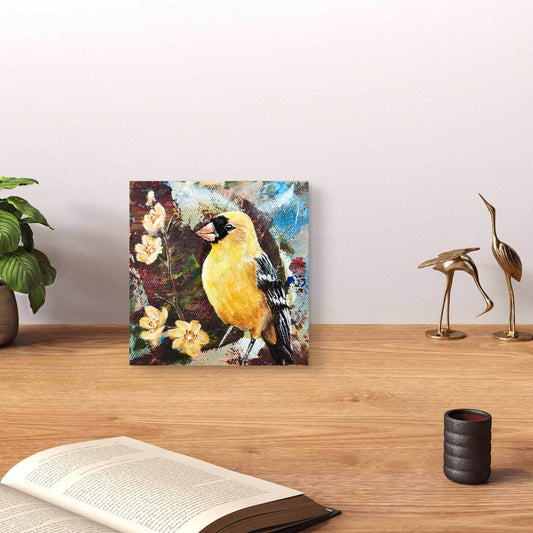 H1Z ART Acrylbild Gemälde Fink – handgemaltes Original Acrylbild (10 x 10 cm)