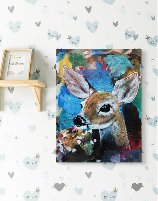 Gemälde Reh – handgemaltes Original Acrylbild (30 x 40 cm)