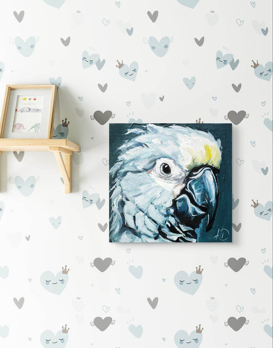 H1Z ART Acrylbild Gemälde Graupapagei – handgemaltes Original Acrylbild (20 x 20 cm)