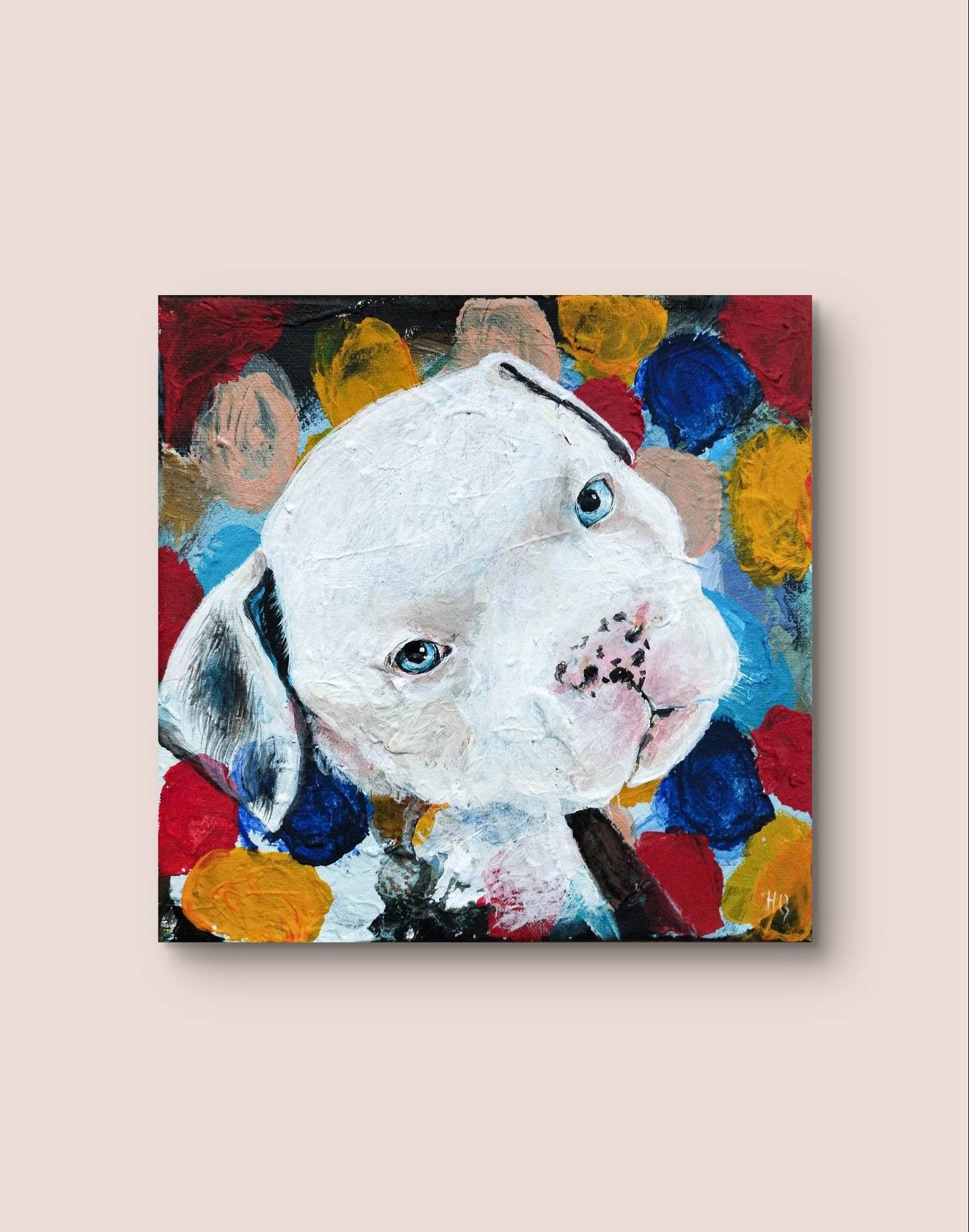 Gemälde Hund – handgemaltes Original Acrylbild (20 x 20 cm)
