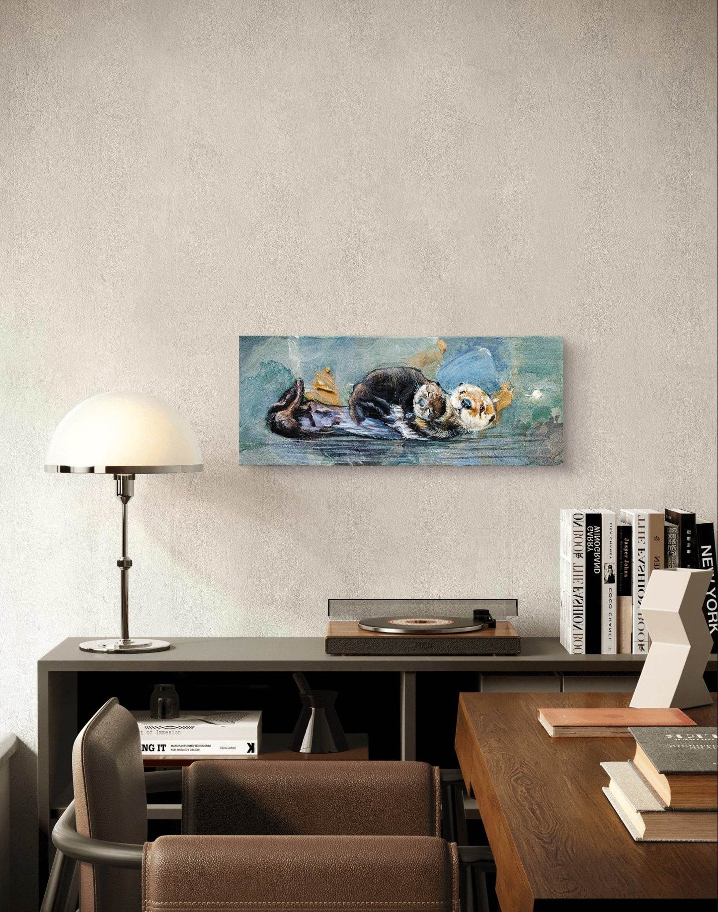 H1Z ART Acrylbild Gemälde Otter – handgemaltes Original Acrylbild (50 x 20 cm)