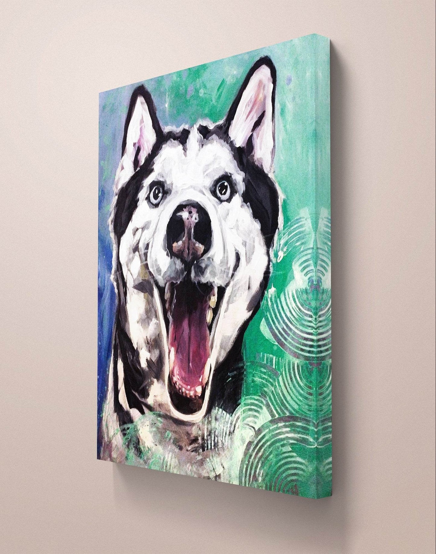H1Z ART Acrylbild Gemälde Husky – handgemaltes Original Acrylbild (30 x 40 cm)