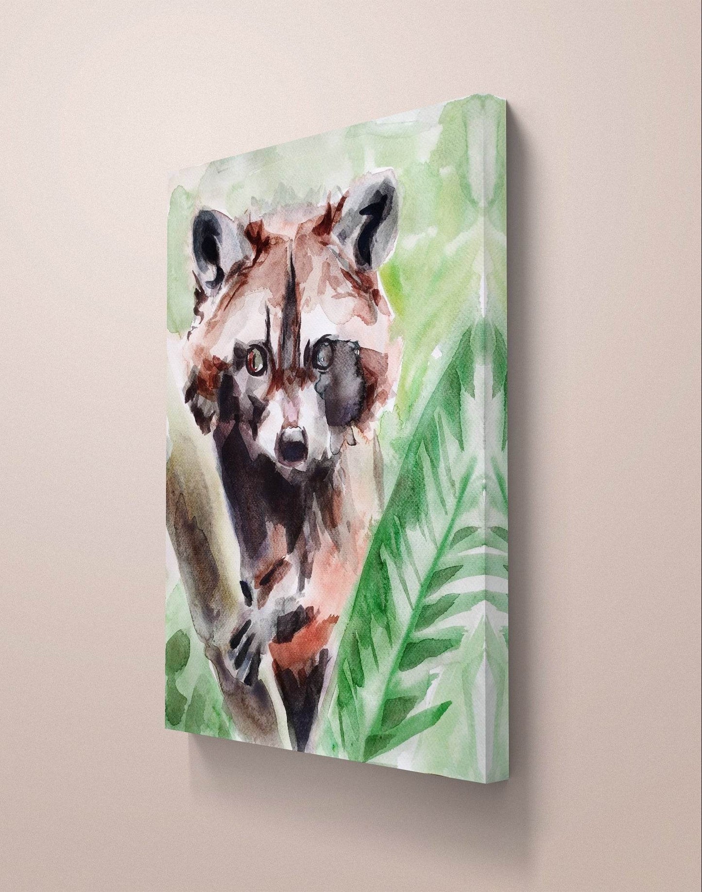 H1Z ART Acrylbild Aquarellbild "Waschbär" (30 × 40 cm)