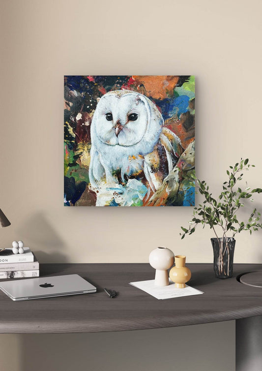 Gemälde Schleiereule – handgemaltes Original Acrylbild (50 x 50 cm)
