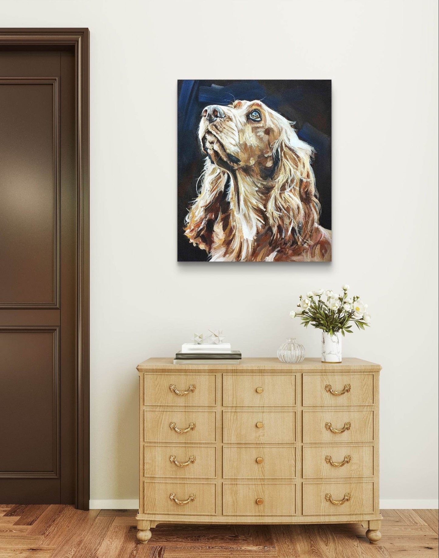 H1Z ART Acrylbild Gemälde Cocker Spaniel – handgemaltes Original Acrylbild (50 x 60 cm)