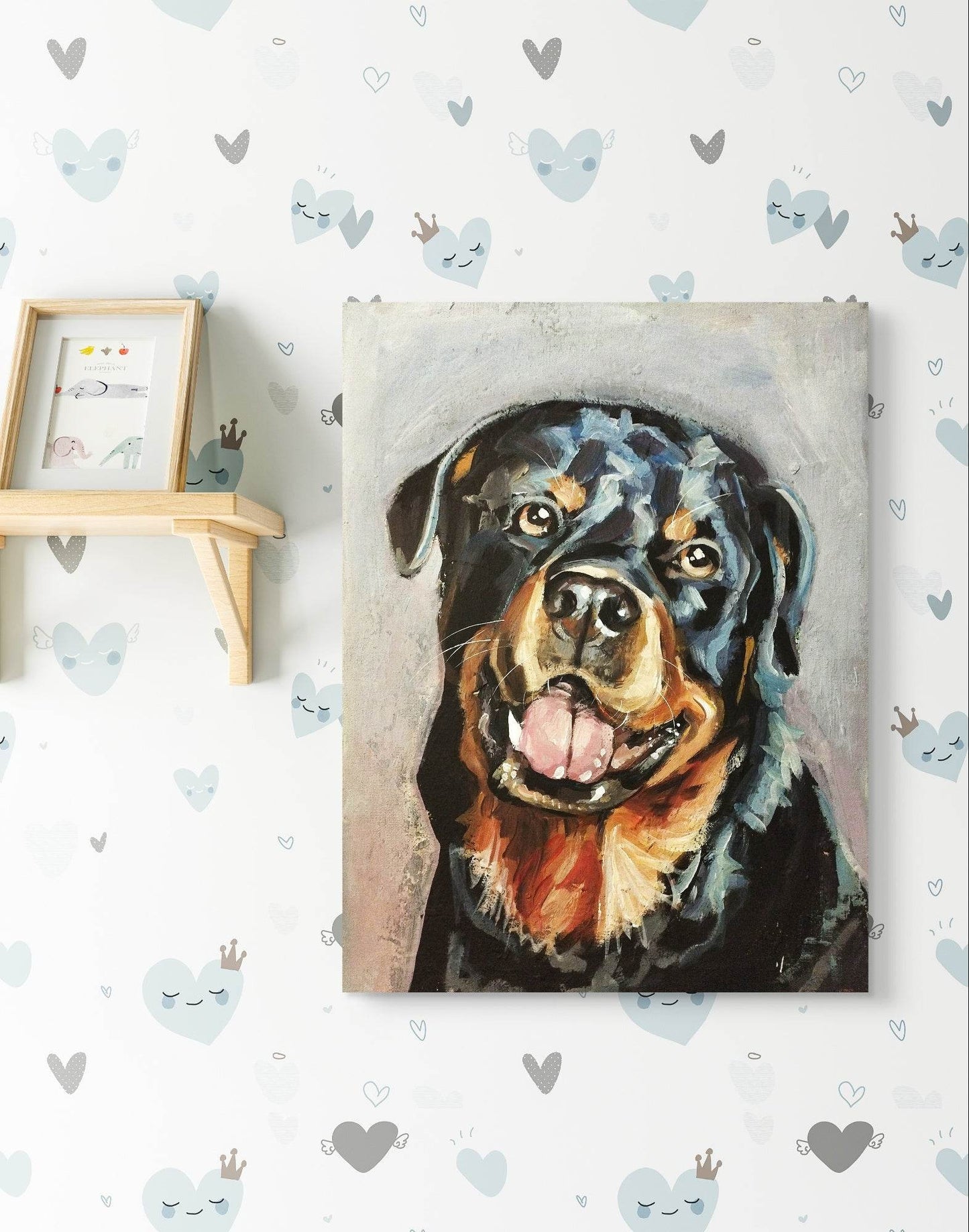 Gemälde Rotweiler – handgemaltes Original Acrylbild (30 x 40 cm)
