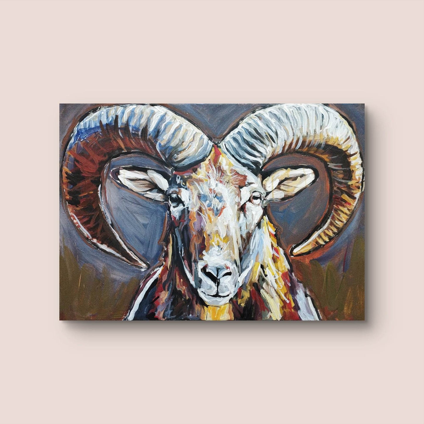 H1Z ART Acrylbild Gemälde Kraftvoller Steinbock – handgemaltes Original Acrylbild (50 x 70 cm)
