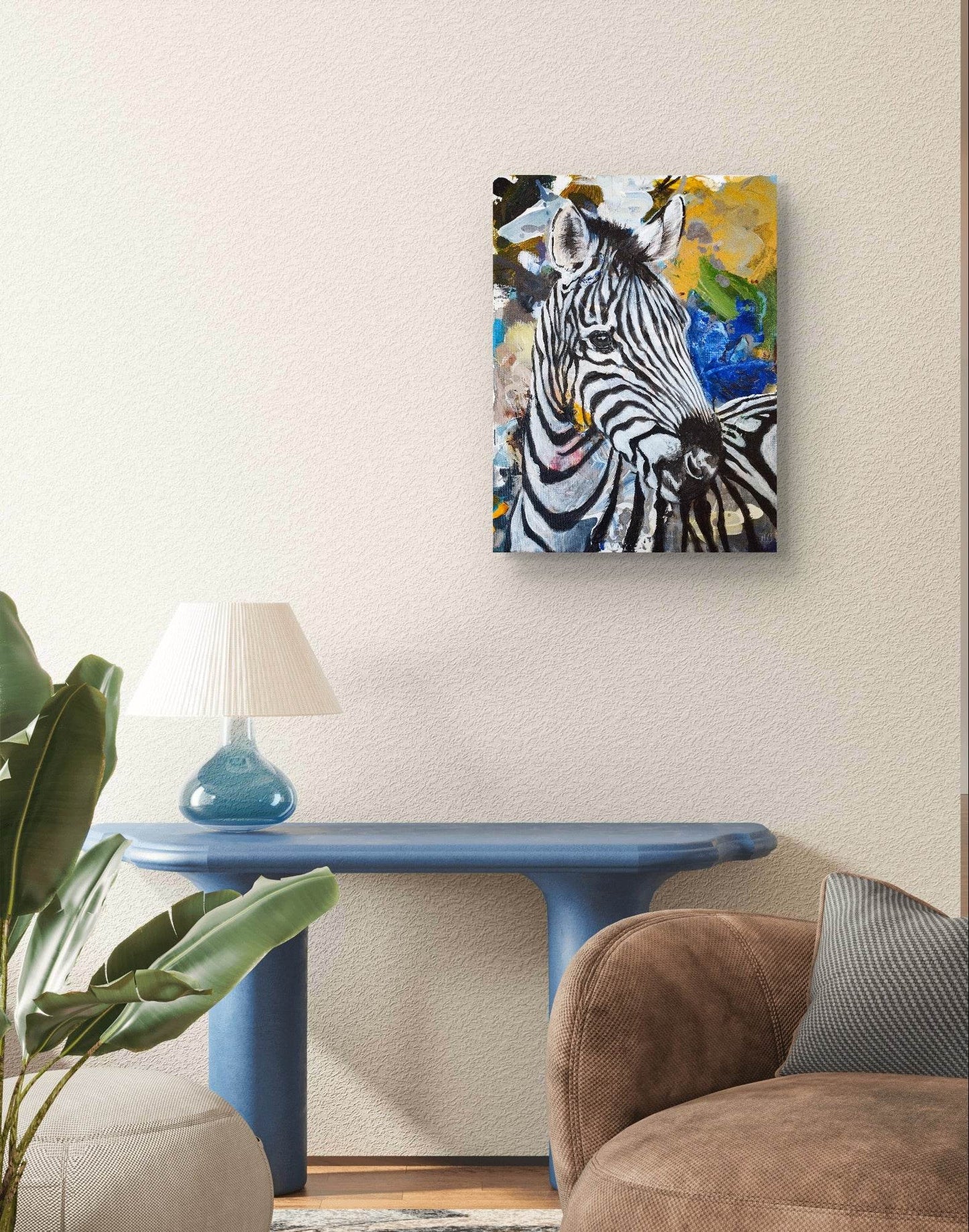H1Z ART Acrylbild Gemälde Stolzes Zebra – handgemaltes Original Acrylbild (30 x 40 cm)