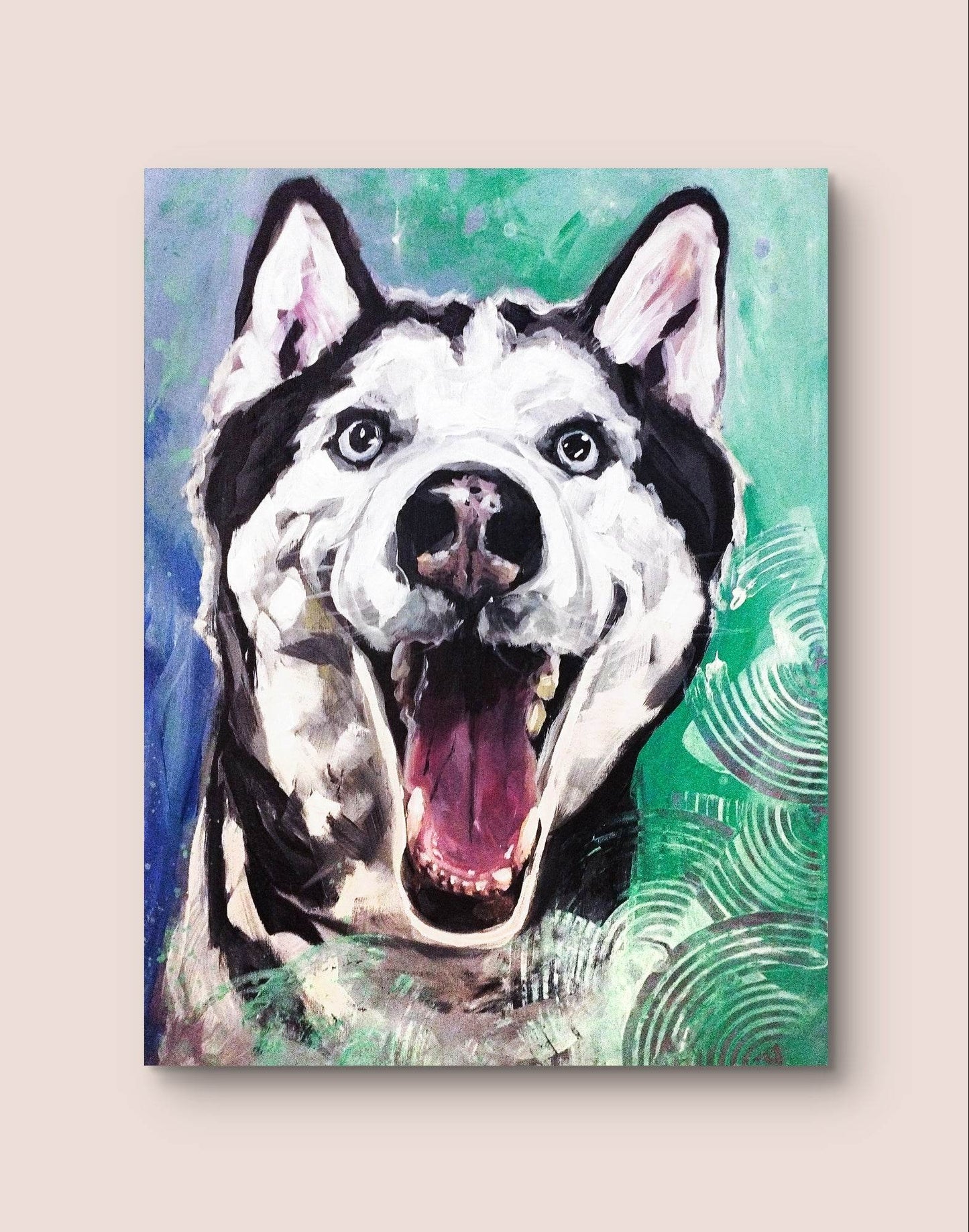 H1Z ART Acrylbild Gemälde Husky – handgemaltes Original Acrylbild (30 x 40 cm)