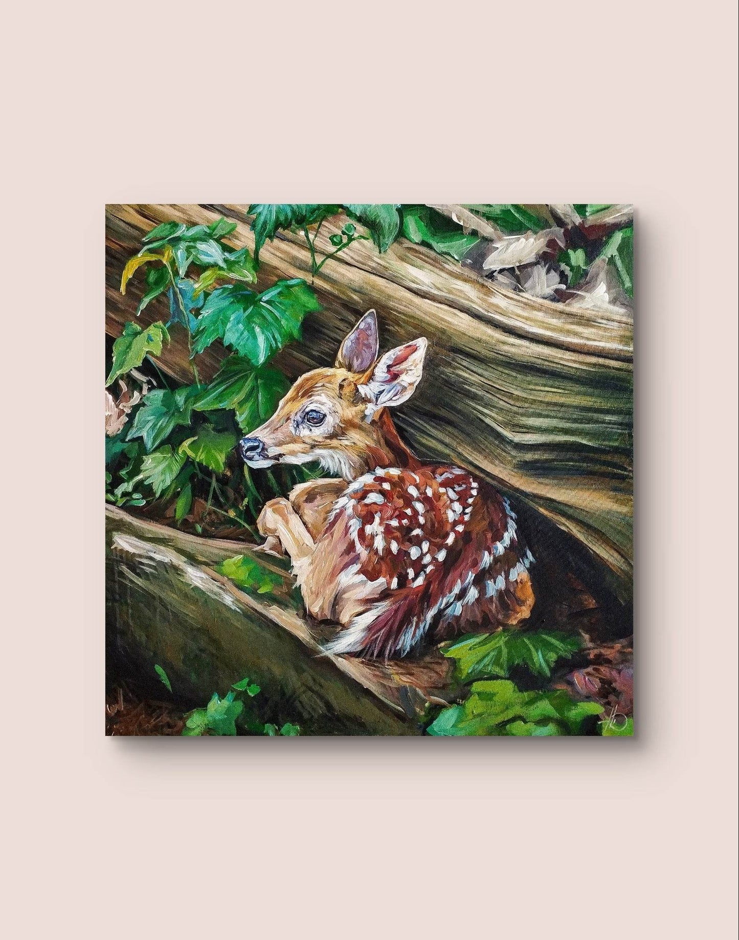H1Z ART Acrylbild Gemälde Liegendes Kitz – handgemaltes Original Acrylbild (100 x 100 cm)