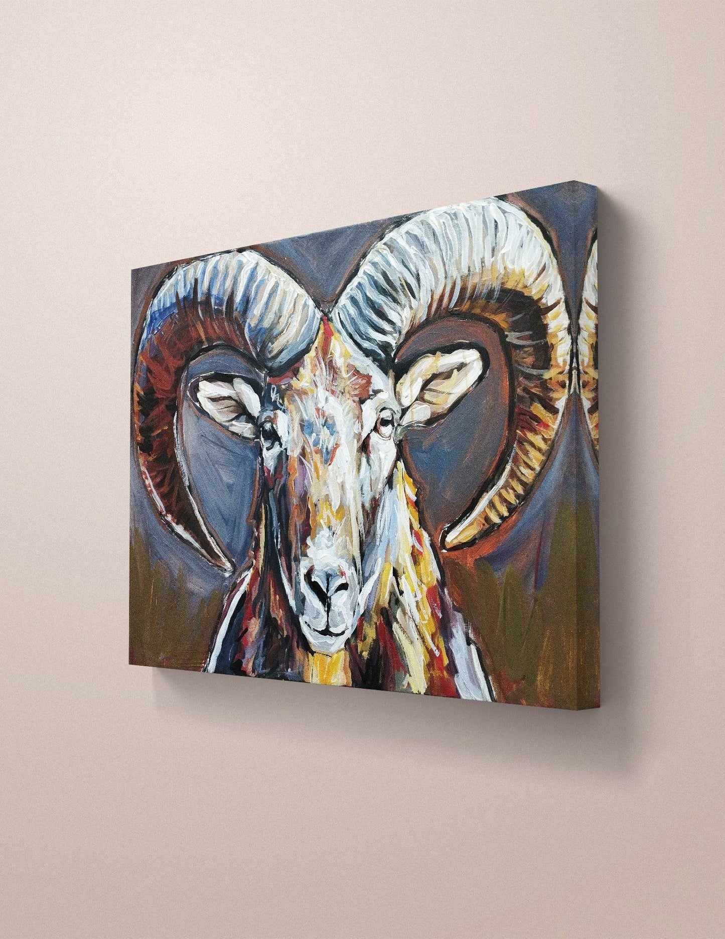 H1Z ART Acrylbild Gemälde Kraftvoller Steinbock – handgemaltes Original Acrylbild (50 x 70 cm)