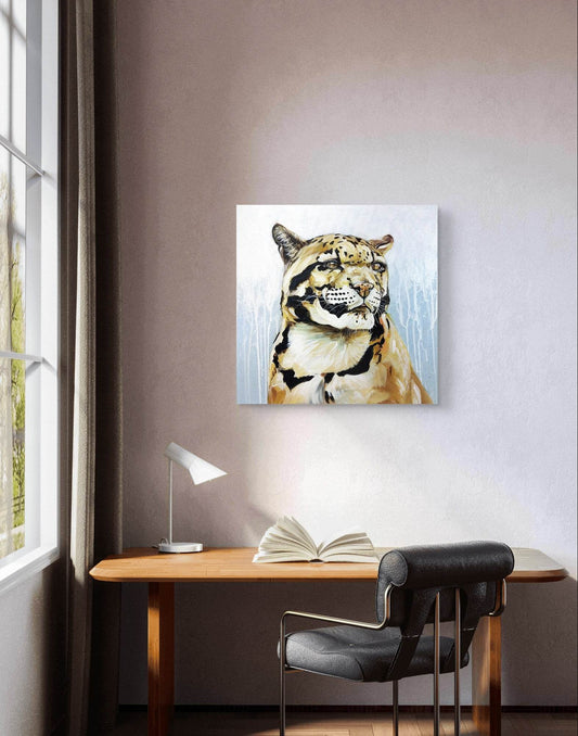 Expressiv-realistisches Gemälde Bergpuma – handgemaltes Original Acrylbild (50 x 50 cm) auf Leinwand von H1Z ART in lebendiger Atmosphäre