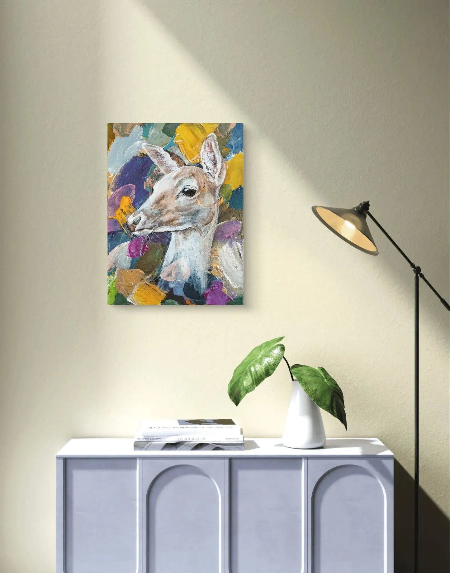 Handgemaltes Reh Acrylgemälde 30×40 cm – sanftes Tierporträt in warmen Terrakottatönen