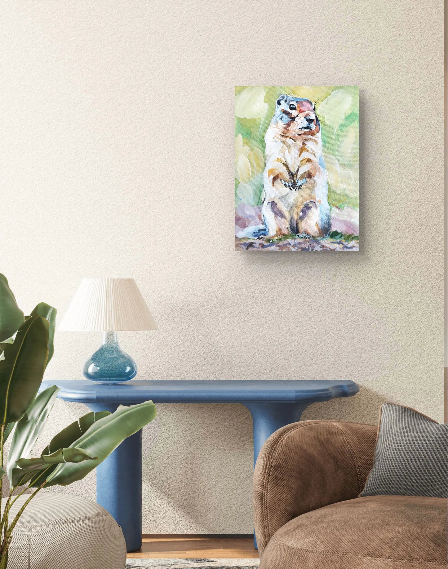 Woodchuck painting – hand-painted original acrylic painting (30 x 40 cm)