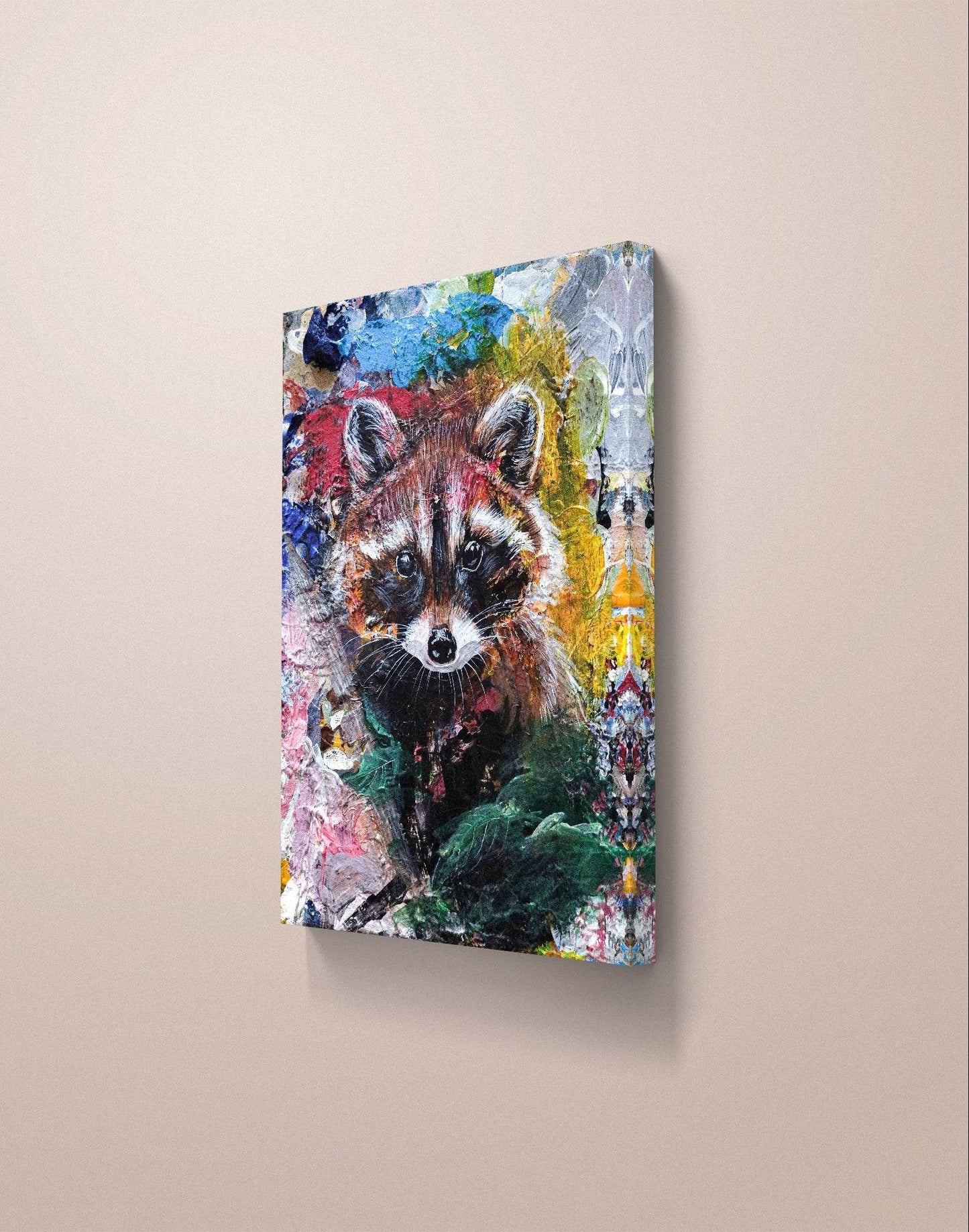 H1Z ART Acrylbild Gemälde Waschbär – handgemaltes Original Acrylbild (18 x 24 cm)