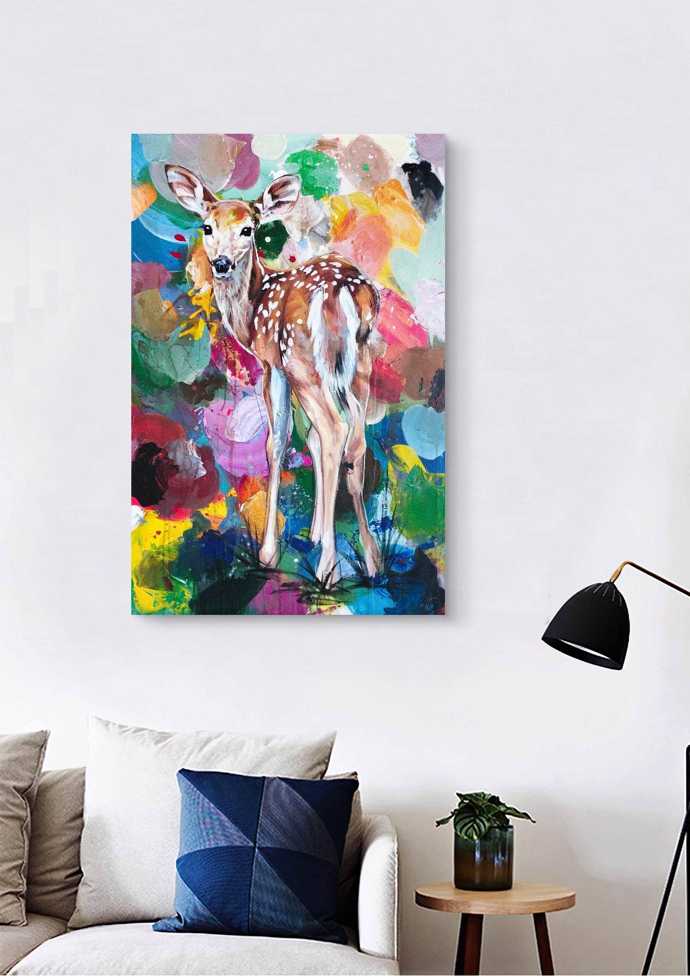 H1Z ART Acrylbild Gemälde Reh – handgemaltes Original Acrylbild (116 x 74 cm)