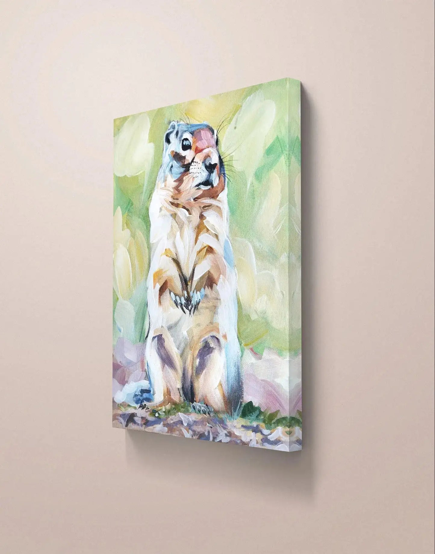 Expressiv-realistisches Gemälde Waldmurmeltier – handgemaltes Original Acrylbild (30 x 40 cm) auf Leinwand von H1Z ART in lebendiger Atmosphäre