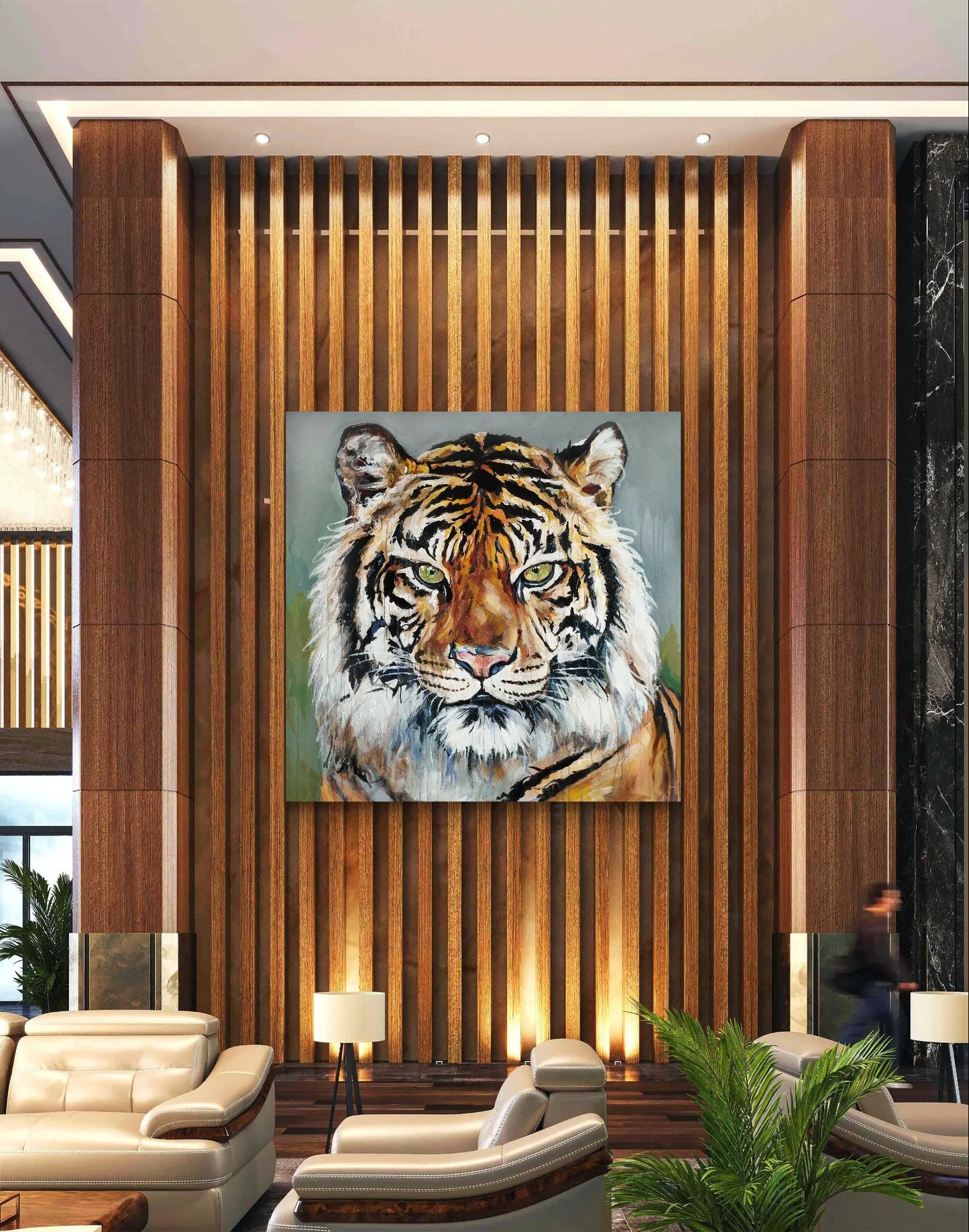 Gemälde Tiger – handgemaltes Original Acrylbild (120 x 120 cm)
