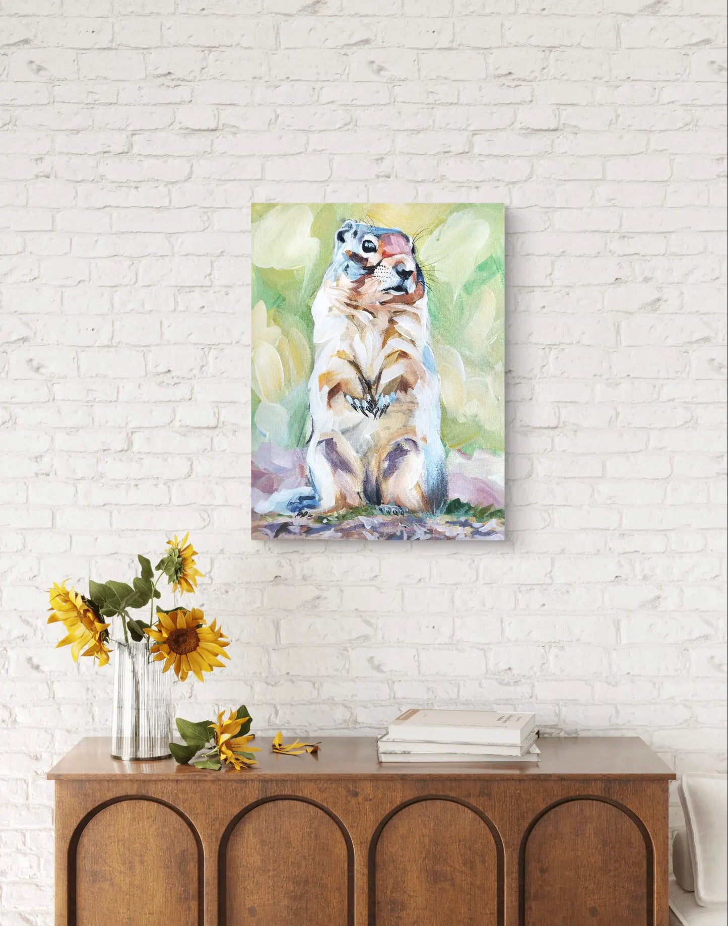 Woodchuck painting – hand-painted original acrylic painting (30 x 40 cm)