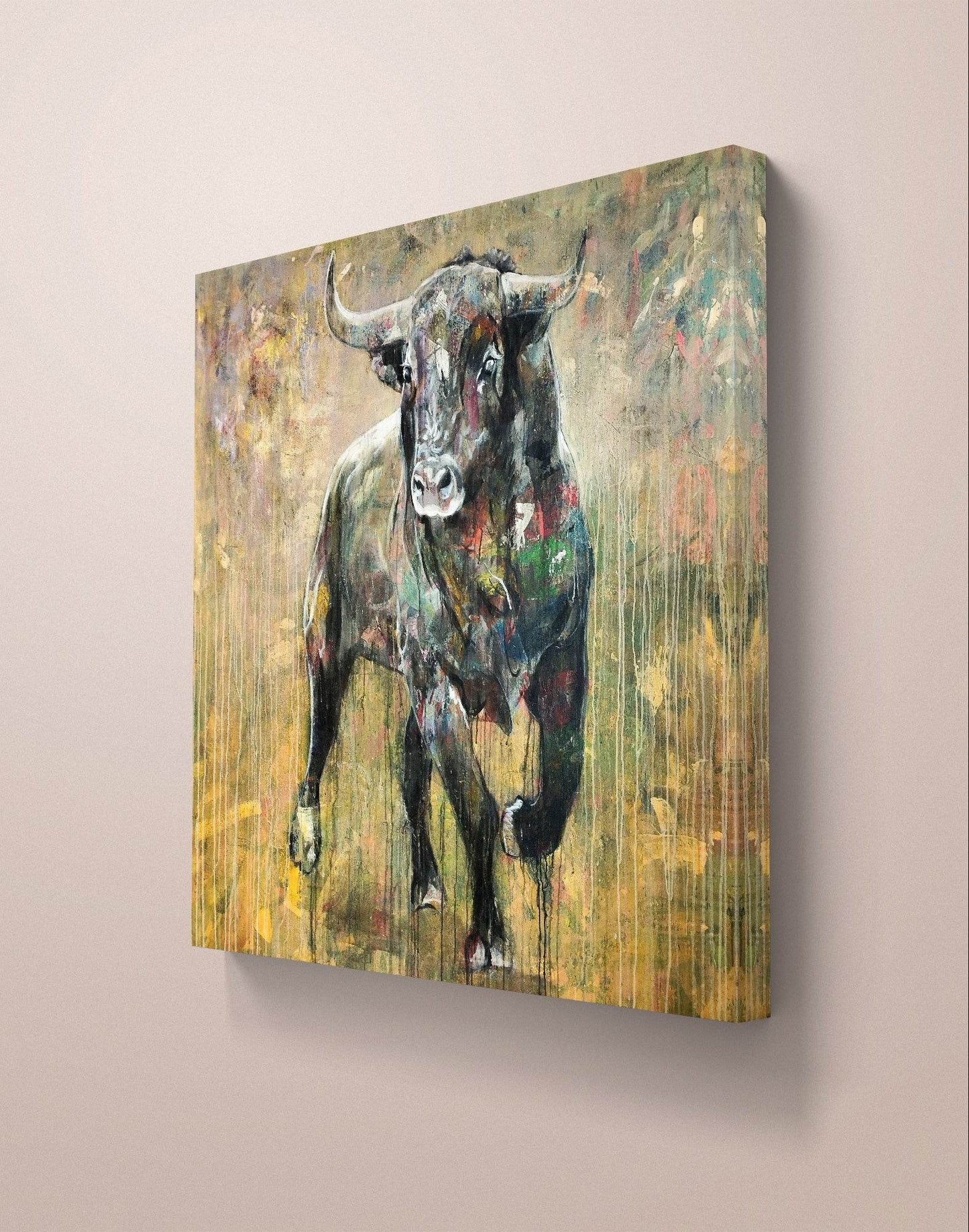 Gemälde Stier – handgemaltes Original Acrylbild (140 x 140 cm)
