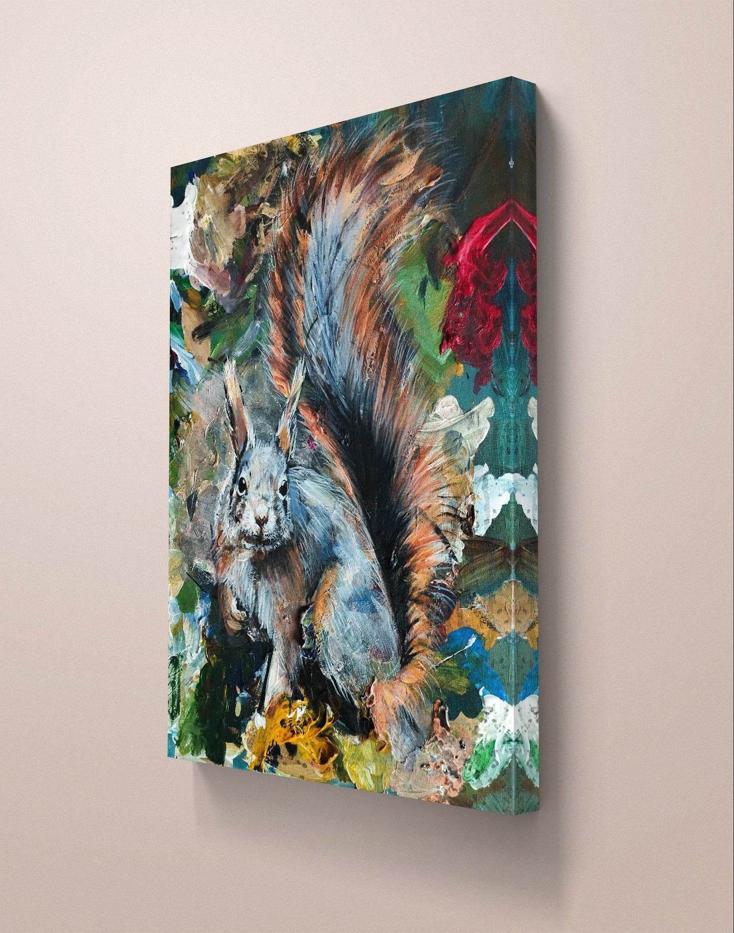 H1Z ART Acrylbild Gemälde Eichhörnchen – handgemaltes Original Acrylbild (30 x 40 cm)