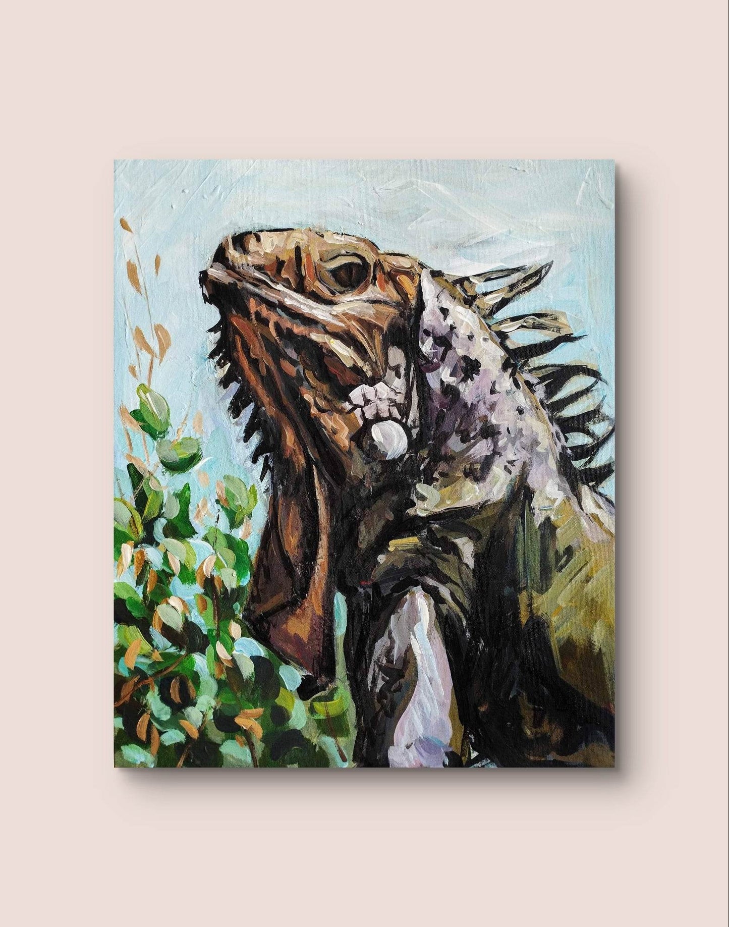 H1Z ART Acrylbild Gemälde Leguan – handgemaltes Original Acrylbild (40 x 50 cm)