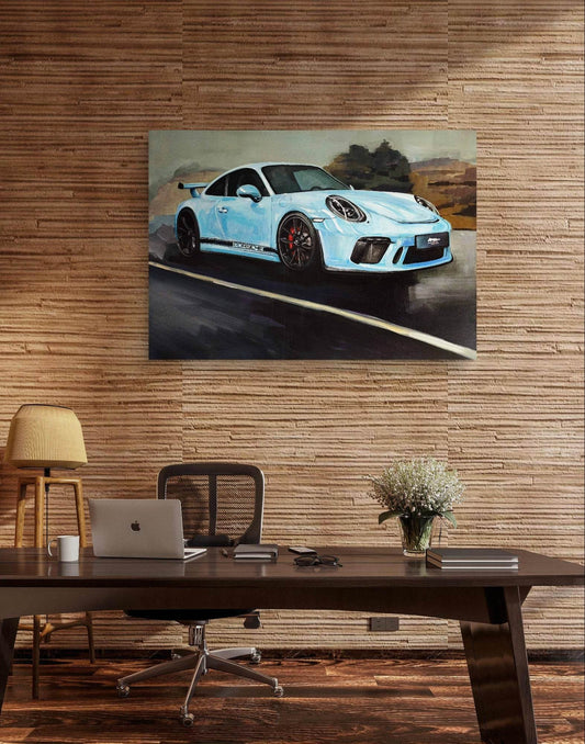 H1Z ART Acrylbild Gemälde Porsche – GT3 – handgemaltes Original Acrylbild (120 x 80 cm)