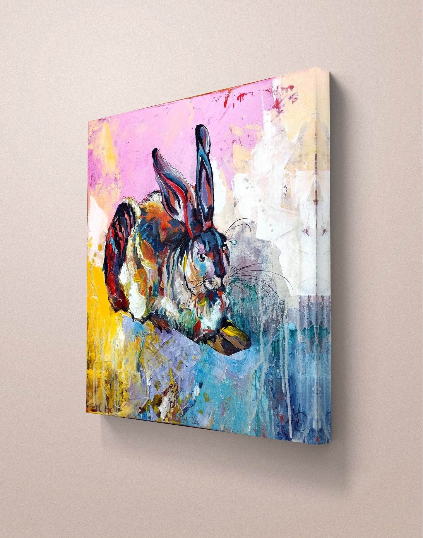 H1Z ART Acrylbild Gemälde Albrecht Dürer Hase – handgemaltes Original Acrylbild (50 x 50 cm)