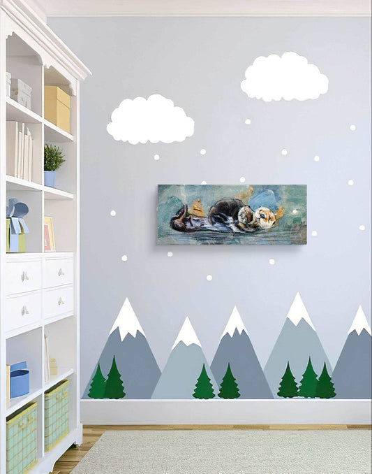 H1Z ART Acrylbild Gemälde Otter – handgemaltes Original Acrylbild (50 x 20 cm)